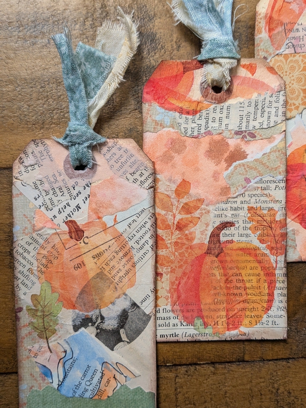 Handmade Autumn / Fall Junk Journal Tags (Set of 4)